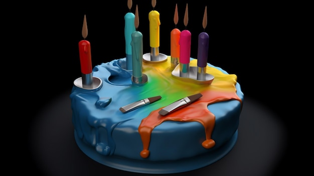 Tort ze świeczkami z napisem "