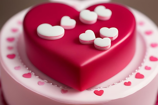 Zdjęcie torta z różowym sercem na walentynki lub urodziny