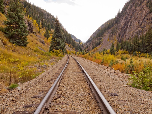 Tory kolejowe. Pociąg ten kursuje codziennie na wąskotorowej linii kolejowej między Durango i Silverton Colorado