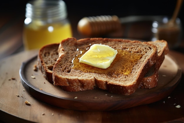 Tost pełnoziarnisty posmarowany masłem jest pożywny