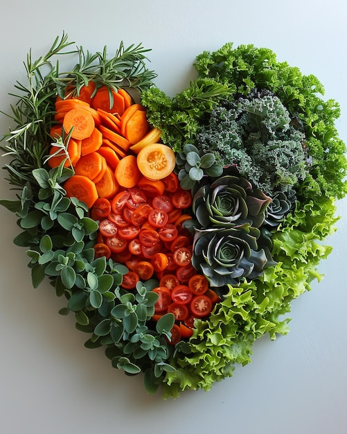 Towarzystwo w kształcie serca ze świeżych warzyw