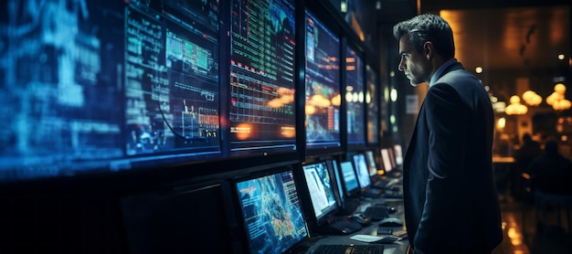 trader monitoruje notowania rynkowe Generacyjna sztuczna inteligencja