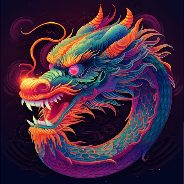 Tradycyjna chińska sztuka draka neonowego