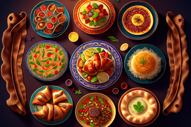 Tradycyjna kuchnia arabska Generative Ai
