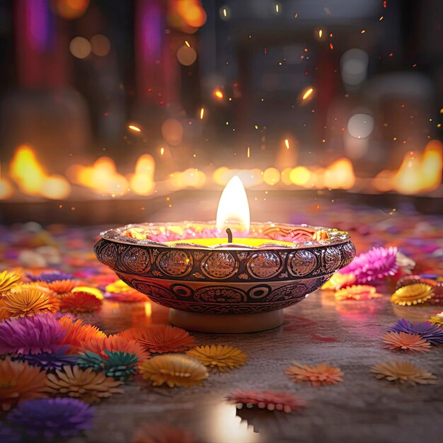 Tradycyjna lampa olejowa na festiwal Diwali