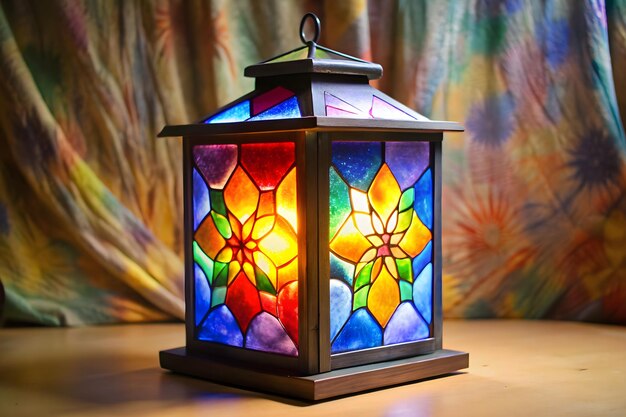 Zdjęcie tradycyjna latarnia wykonana z wielokolorowego jel
