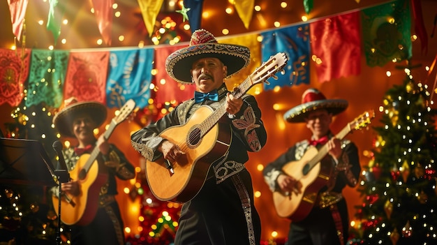 Zdjęcie tradycyjna meksykańska muzyka świętowana przez mariachis czyste tło