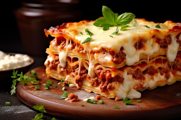 Tradycyjna włoska lasagne z sosem mięsnym