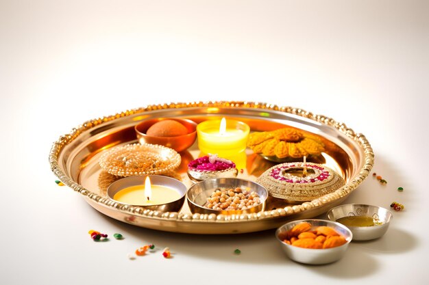 tradycyjne Diwali pudża thali