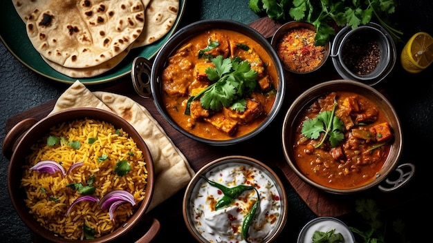 Tradycyjne indyjskie potrawy i przyprawy Wygenerowane przez AI