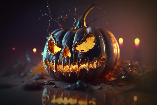 Tradycyjne jesienne święto Wszystkich Świętych 31 października Halloween dynia przy świecach Dzień duchów szkielety czaszki zmartwychwstanie dusza