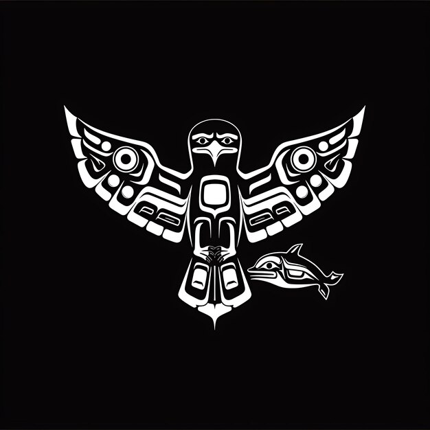 Tradycyjne logo Haida z krukiem i wielorybem do dekoracji koszulki z tatuażem CNC Simple