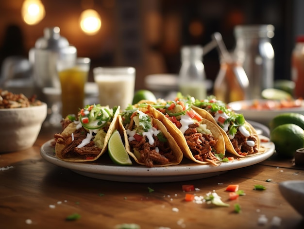 tradycyjne meksykańskie tacos na drewnianym tle Narodowy Dzień Taco