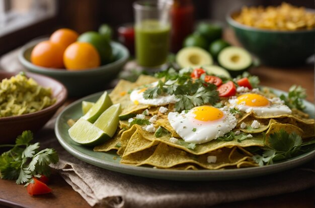 Tradycyjne śniadanie Chilaquiles Verdes