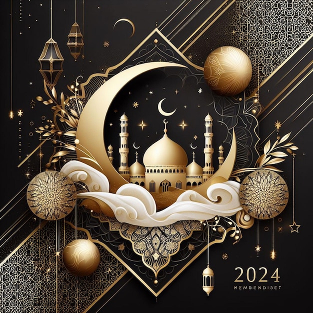 Zdjęcie tradycyjne tło ramadan mubarak przez generative ai