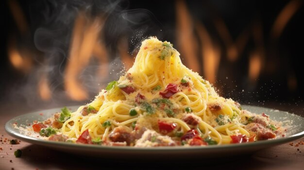 Tradycyjne włoskie danie spaghetti carbonara Generacyjna sztuczna inteligencja