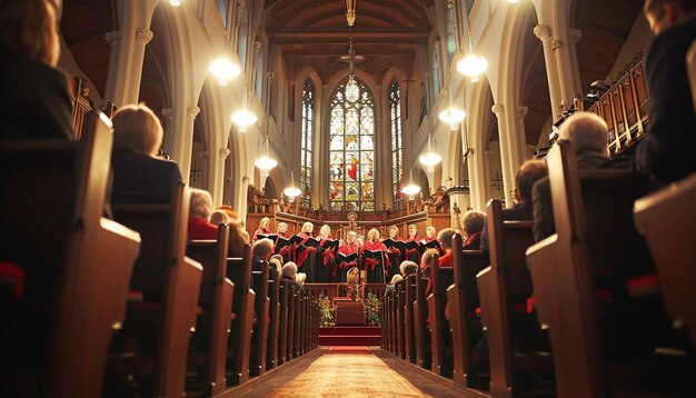 Zdjęcie tradycyjne występy chóralne w wielki piątek lub śpiew hymnów w kościele