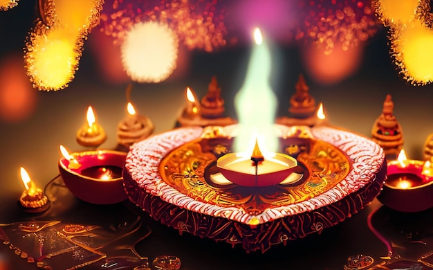 Tradycyjni sztandarowi Diwali świętujący Diwali lekki festiwal w Indiach