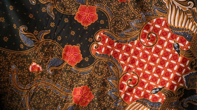 Tradycyjny batik pochodzący z Pekalongan w środkowej Jawie w Indonezji z eleganckimi klasycznymi motywami
