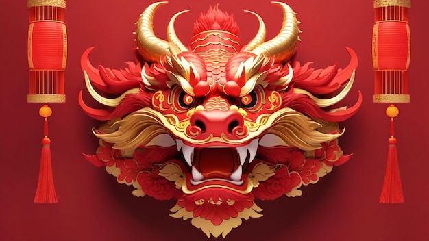 Tradycyjny chiński Nowy Rok z głową smoka