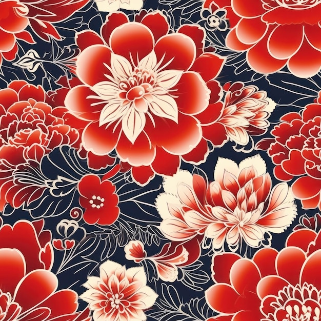 Tradycyjny chiński wzór kwiatowy bez szwów
