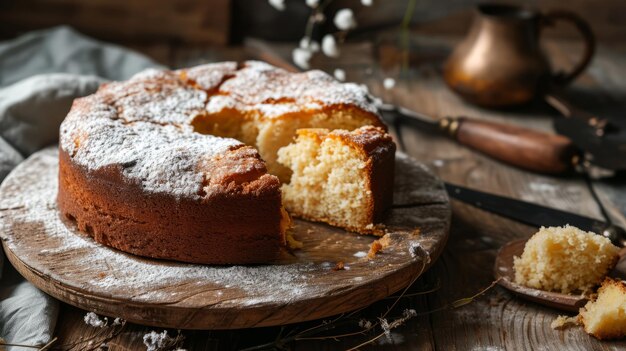 Zdjęcie tradycyjny ciasto vasilopita z cukrem w proszku