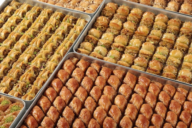 Tradycyjny Deser Turecki Baklava Orzech Pistacja Turecki Styl Antep Baklava Prezentacja Baklava z kuchni tureckiej
