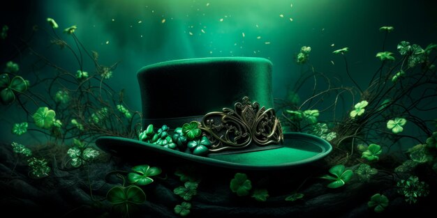 tradycyjny irlandzki zielony kapelusz na miękkim zielonym tle