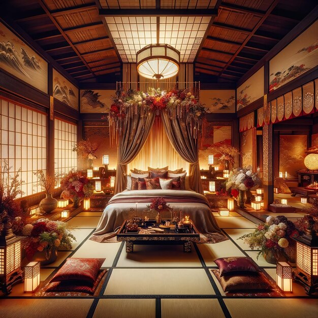 Tradycyjny japoński luksus w apartamencie dla nowożeńców