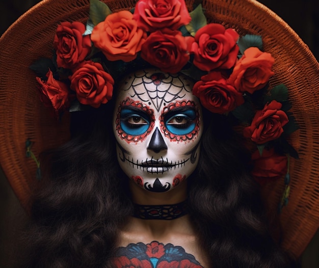 Tradycyjny makijaż La Calavera Catrina