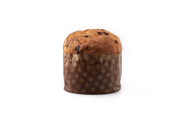 Tradycyjny włoski panettone na Boże Narodzenie na białym tle