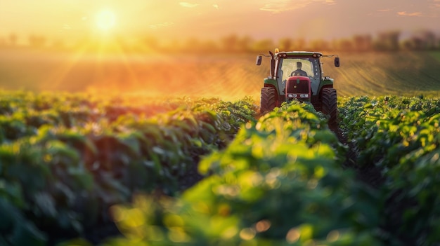 Traktor przejeżdżający przez pole uprawne