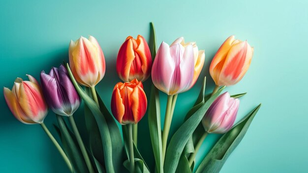 transparent z wiosennymi kwiatami bukiet różowych kwiatów tulipanów Wiosenne tulipany kwiatowy bukiet tulipanów
