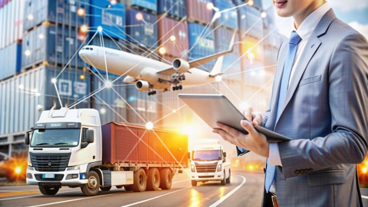 Zdjęcie transport i logistyka menedżer kontroli i kontroli sieci logistycznej dystrybucji klienta