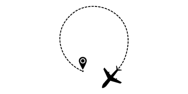 Zdjęcie trasa lotu samolotem i pin ilustracja podróży lot samolotem ustaw pinezkę linii i samolot