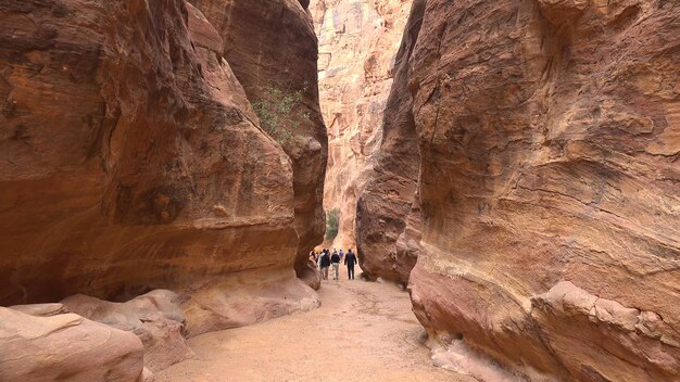 Trasa turystyczna przez wąwóz do skalnej świątyni Petra Nabatean Jordan