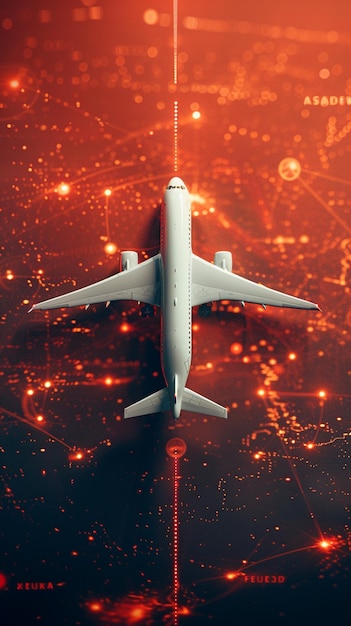 Zdjęcie trasy lotnicze samolot z biznesmenem symbolizuje ruch komunikacyjny lotniczy