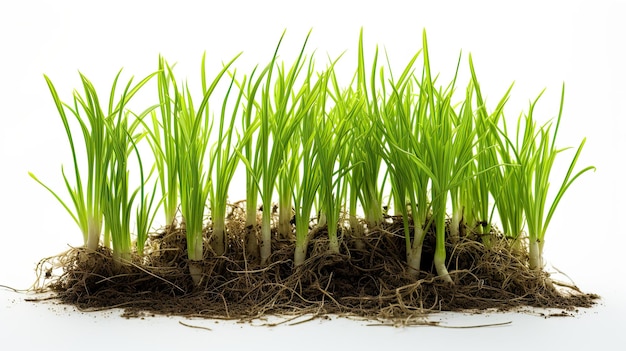 Trawa i korzenie izolowane na białym tle