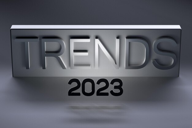 TRENDY 2023 metaliczna koncepcja Trendy 2023 koncepcja biznesowa metaliczny render 3D