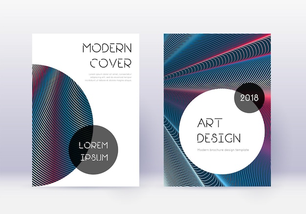 Trendy cover design template set Red abstract lin