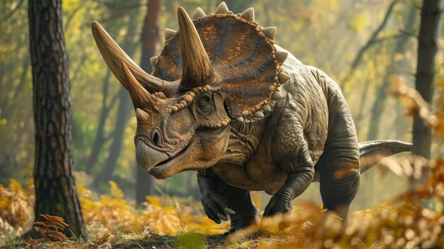 Zdjęcie triceratops w swoim naturalnym środowisku profesjonalne zdjęcie realistyczne zdjęcie mnóstwo szczegółów ostre skupienie ar