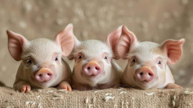 Zdjęcie trio świnek w komicznej pozycji
