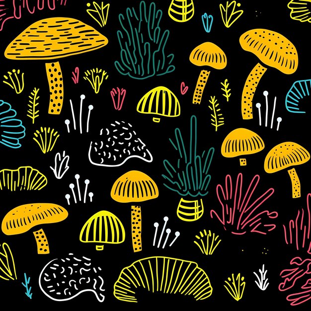 Zdjęcie trippy mushroom dream psychedelic retro pattern generatywna sztuczna inteligencja