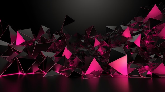 Trójkąt abstrakcyjnej tapety 3D świeci nowoczesnymi kolorami różowego fioletu