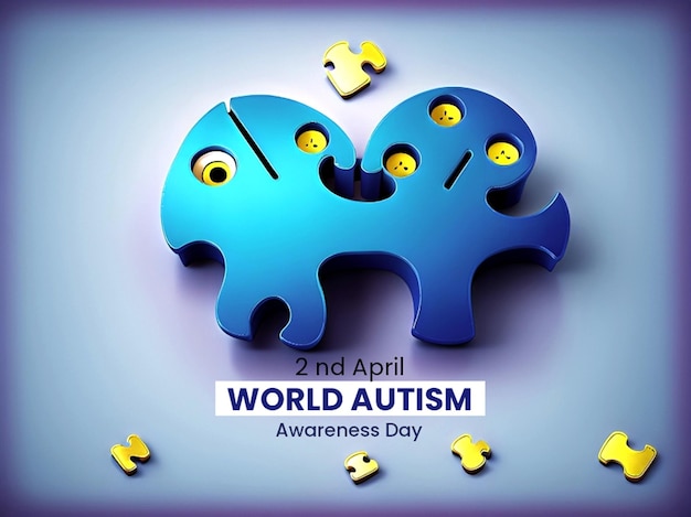 Zdjęcie trójwymiarowa ilustracja światowego dnia świadomości autyzmu wykonana przez ai
