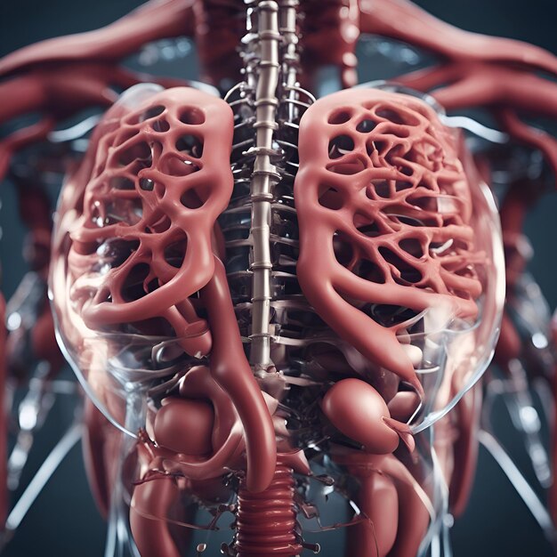 Trójwymiarowa ilustracja układu limfatycznego narządów ludzkich