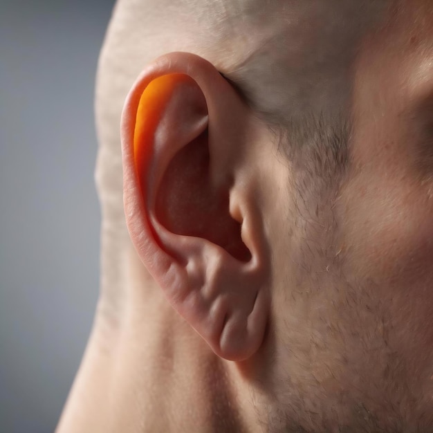 Trójwymiarowa ilustracja z bliska ludzkiego ucha