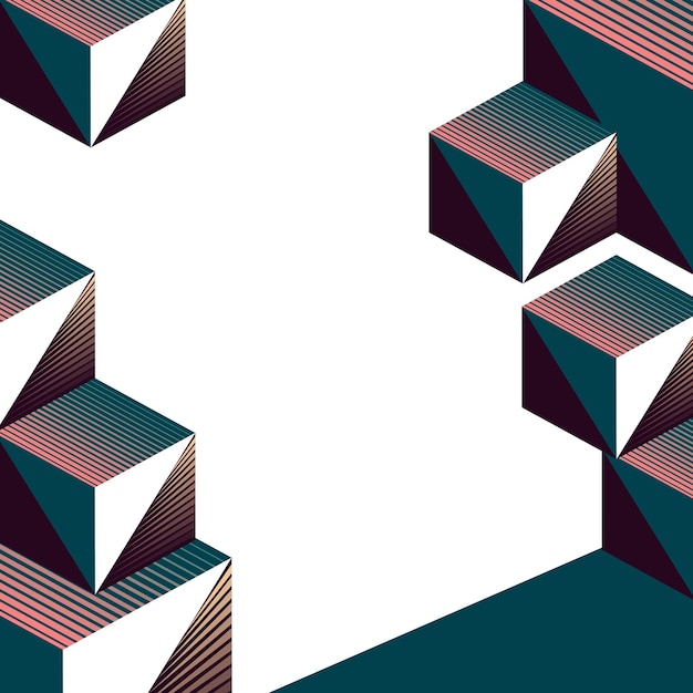 Trójwymiarowa ramka sześcienna png geometryczny retro graficzny projekt na przezroczystym tle