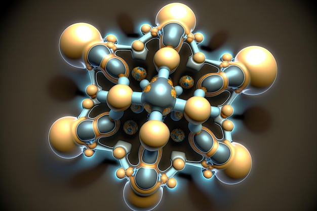 Trójwymiarowy obraz dużej cząsteczki z helisami na poziomie nanotechnologii utworzony za pomocą generatora