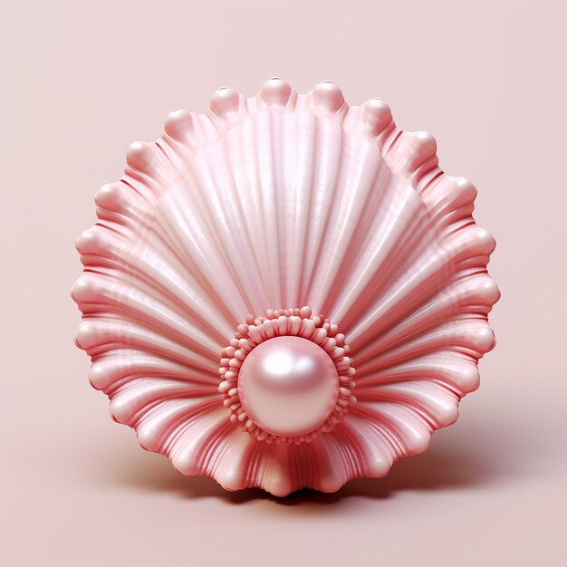 Zdjęcie trójwymiarowy obraz różowej muszli morskiej z pięknymi perłami wewnątrz